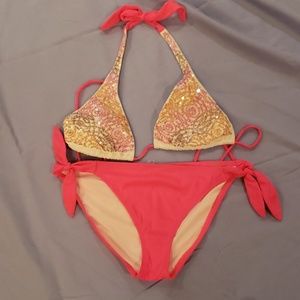 Vs coral and sequin bikini